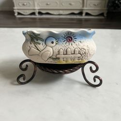 Cute Ceramic Planter Pot with Bird Design – Garden Style – NO Stand – $10 FIRM