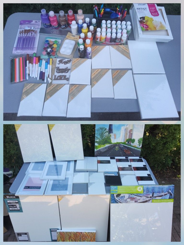 Huge Arts and craft supplies, New Canvas .frames, Paint, brushes, School, After programs Special
