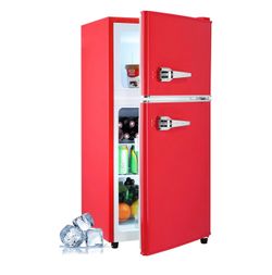 BRAND NEW Anypro 3.2 Cu. Ft. Retro Mini Refrigerator with Freezer – RED