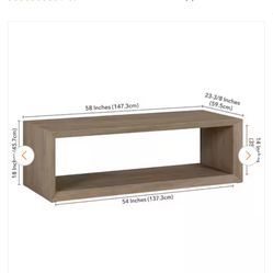 Osmond 58 in. Antiqued Gray Oak Rectangle Particle Board Top Coffee Table