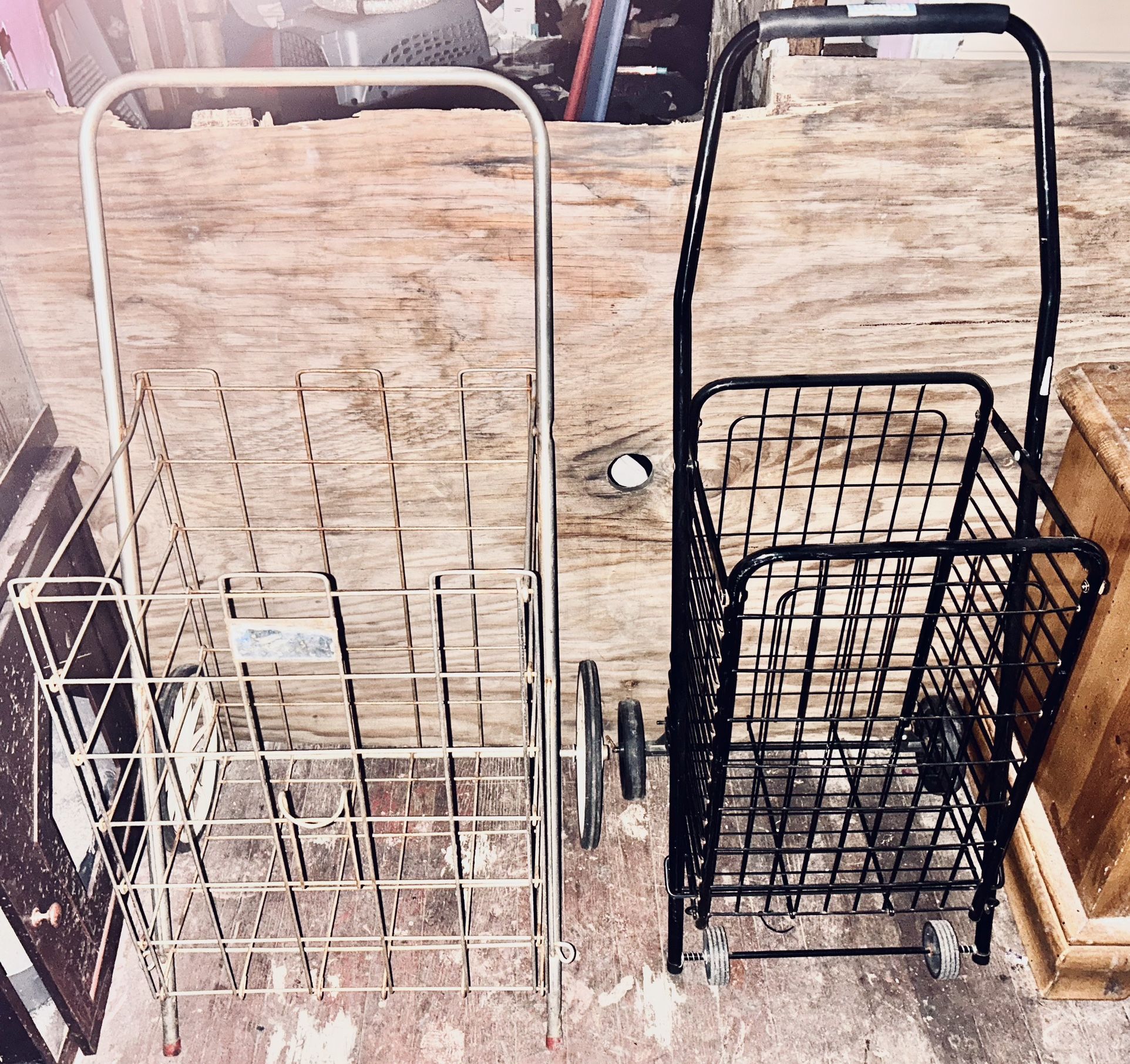 Two Shopping Carts (black & White)