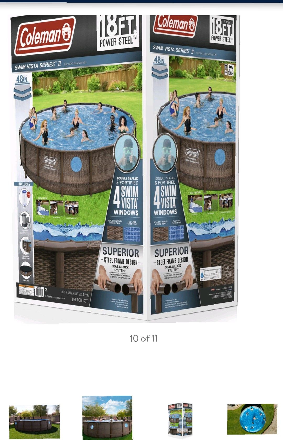 Coleman 18x48 power steel vista series pool with pump, filter, ladder