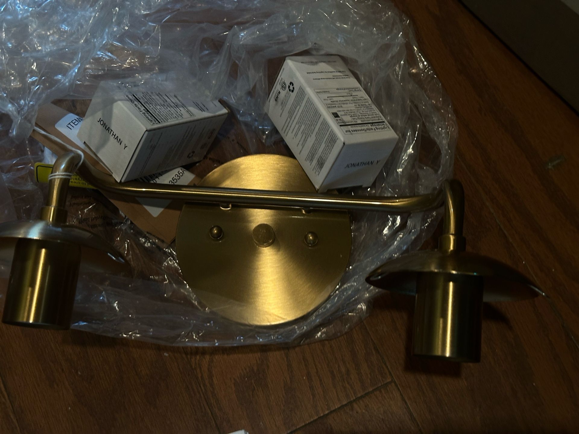 Brass 2- light Vanity New Frosted Globe Jonathan