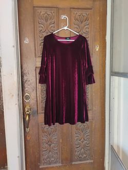 Crushed Velvet Burgundy Dress Women's Small