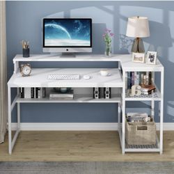 Computer Desk with Hutch and Storage Shelves 