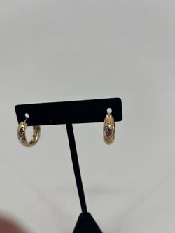 Gold Tone Engraved Hoop Earrings