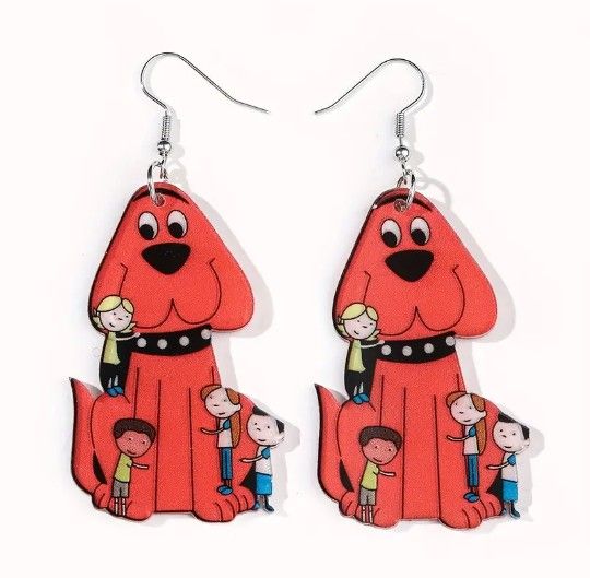 Clifford The Big Red Dog Drop Dangle Earrings