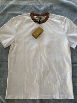 Burberry White T-Shirt with Check Collar