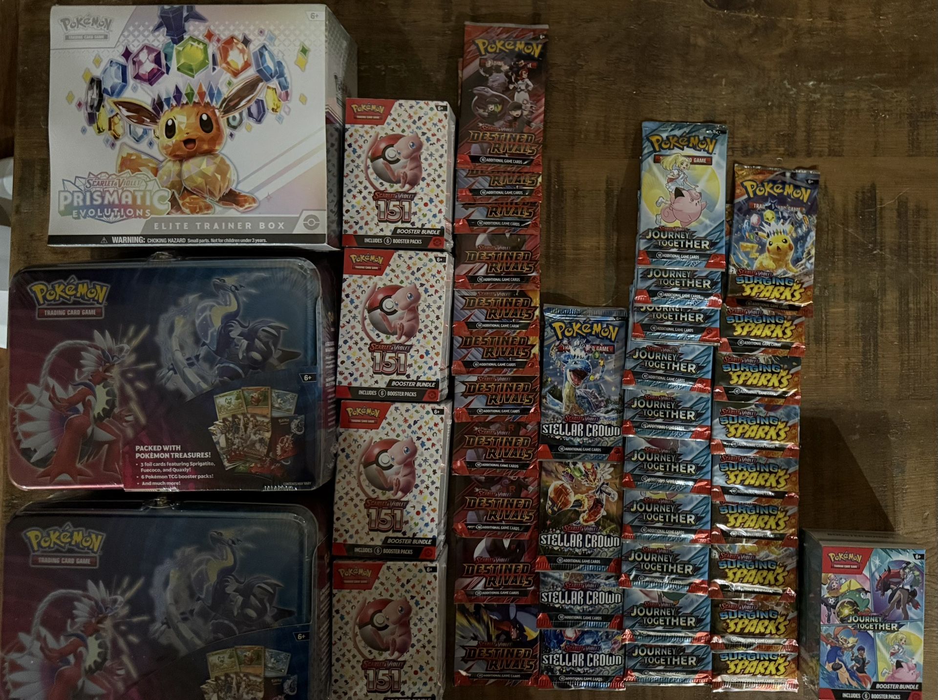 Pokemon Lot (Destined Rivals, Stellar Crown, Journey Together, Surging Sparks, Prismatic Evolutions, 151, Collector Chest)