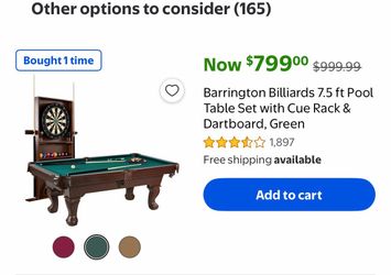 7.5 feet Pool table with Dartboard