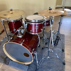Gretsch Catalina birch 22 12 14” drum set Tama 14” snare Zildjian Sabian cymbals PDP boom stands & throne Tama hihat bass pedal $775 cash In Upland 91