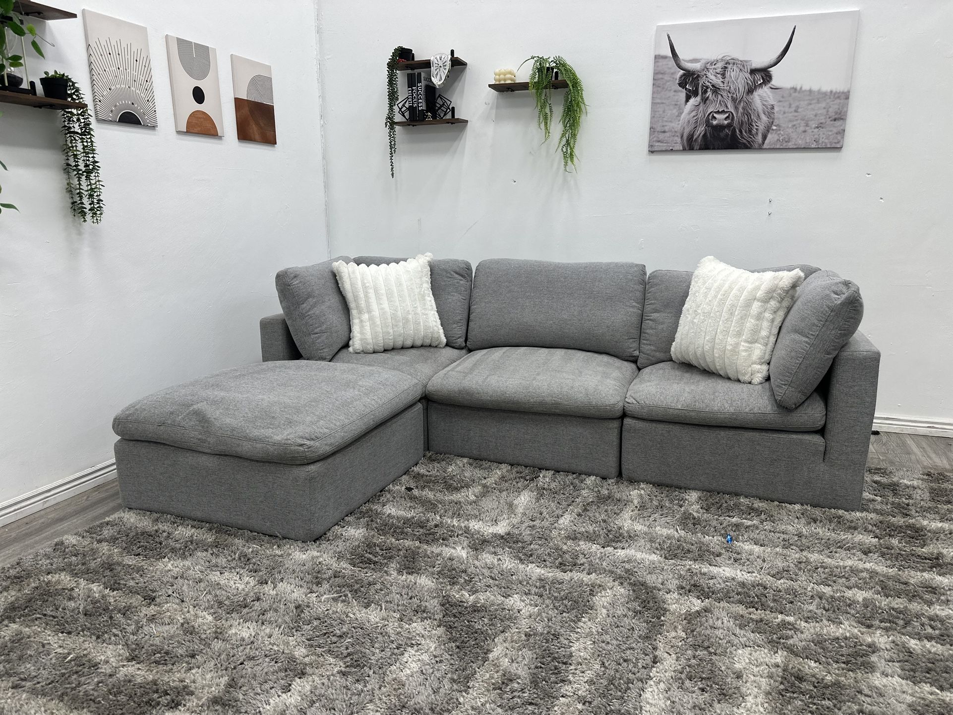Grey Cloud Sectional Couch - Free Delivery