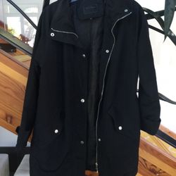 Women’s Medium Black Rain Jacket Trenchcoat 