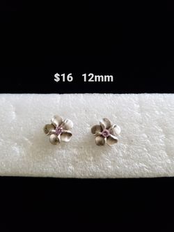 Sterling Silver Hawaiian Flower post Earrings