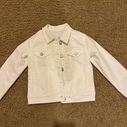 Girls Size 8 White Denim Jacket 