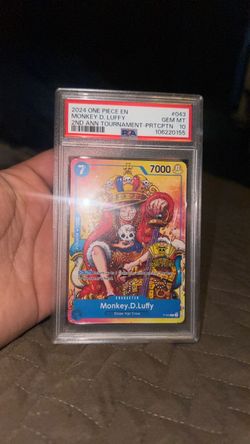 PSA 10 Monkey D Luffy (2nd Anniversary Promo) P-043 One Piece Tournament card