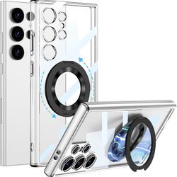 CASEOWL for Samsung Galaxy S24 Ultra Case Clear with Ring Holder, Stand