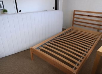 IKEA TARVA Solid Wood Twin Bed with Memory Foam Mattress – Excellent Condition! Delivery available!!