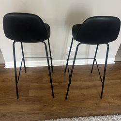 2 Leather Bar Height Bar Stools