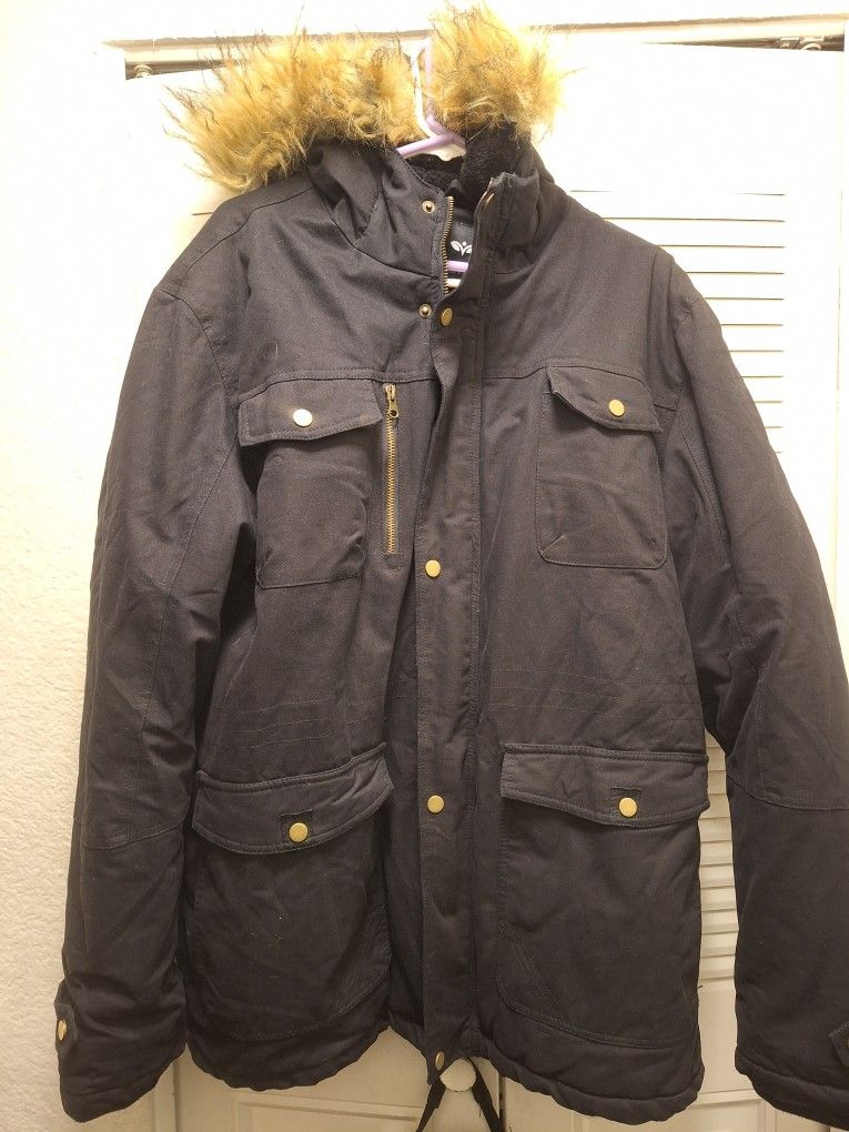 Mens Large Sherpa Fur Lined Parka