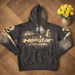Hell star brown hoodie flame