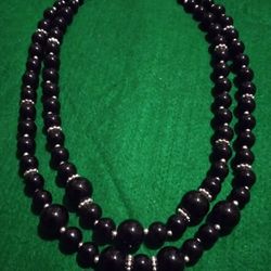 Black Beaded Necklace