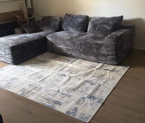 106" Sectional Sofa, Modular Sectional Couch with Right Chaise, Deep Seat Corduroy Cloud Sofa for Living Room