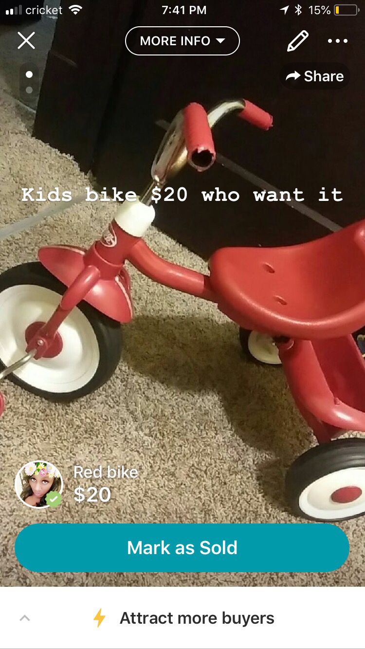 Kids bike with storage $20