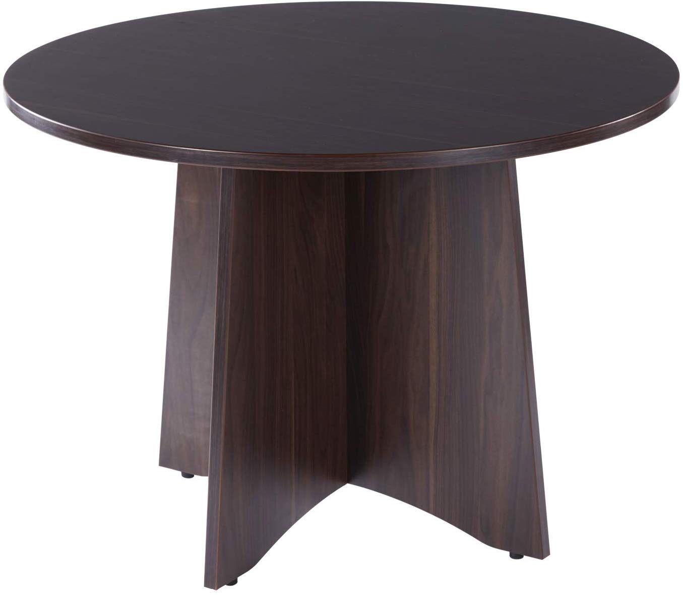 SUNON 42 INCH DIA ROUND CONFERENCE TABLE WITH X-SHAPED WOOD PANEL SMALL DINING TABLE (DARK WALNUT)