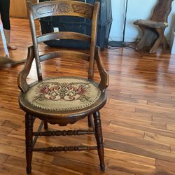 Victorian Needlepoint Chair Antique 