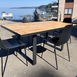 West Elm Oak Dining Table+Bench.. can deliver