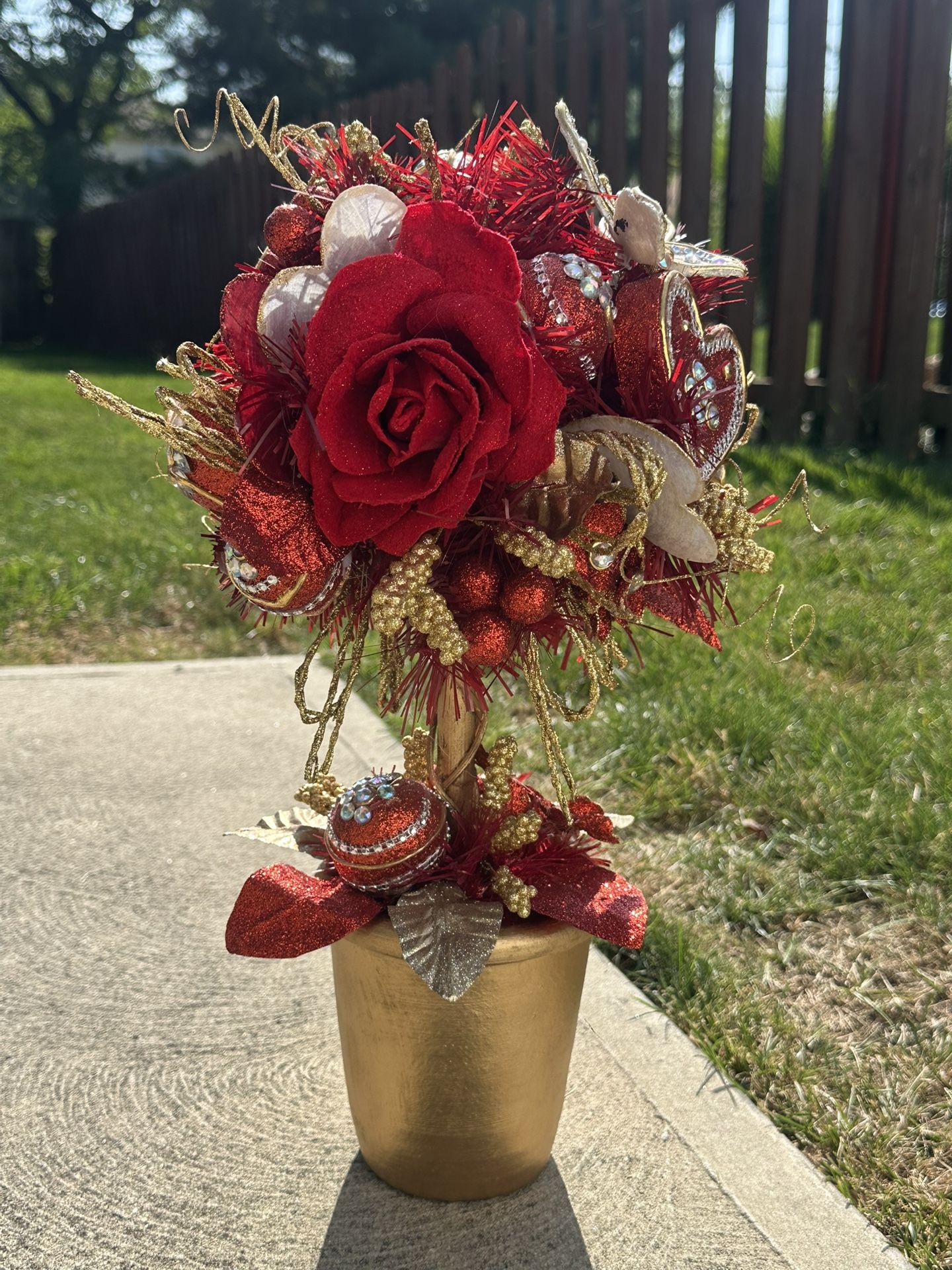 Handcrafted Floral Topiary 20” H