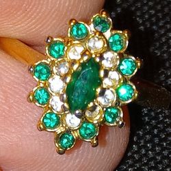 Emerald & Diamond Ring Costume Jewelry