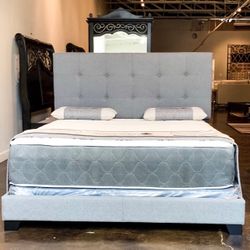 $299/Brand New Queen Size Grey Bed Frame With New Mattress Set/Fast Delivery