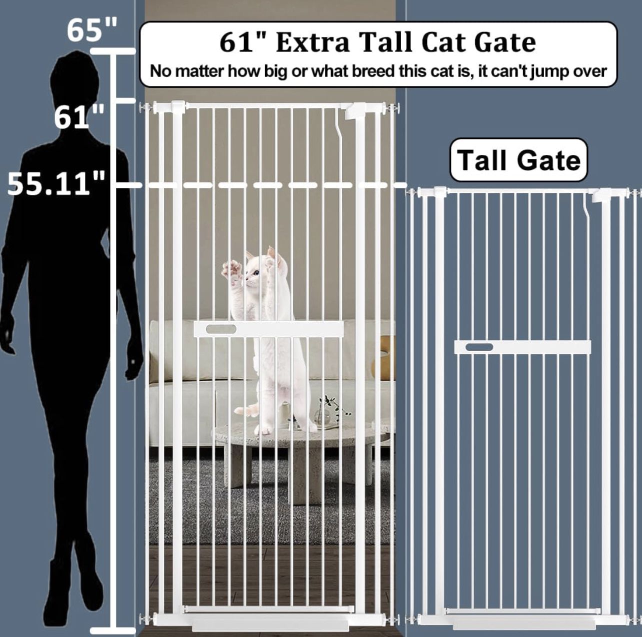 61.02" Extra Tall Cat Gate 
