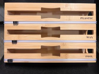 Bamboo organizer for foil and plastic wrap