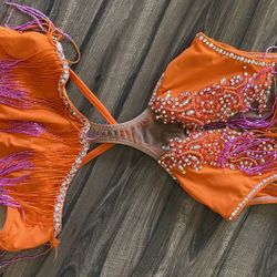 Girls Custom Jazz Costume With Beaded Fringe