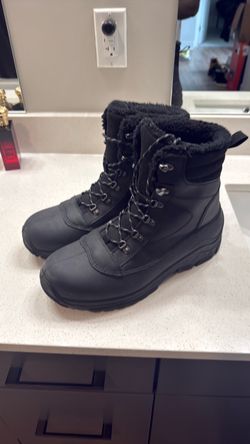 Thermolite Men's Winter Boots, Size 11 – Fur Lined, Clean, Black
