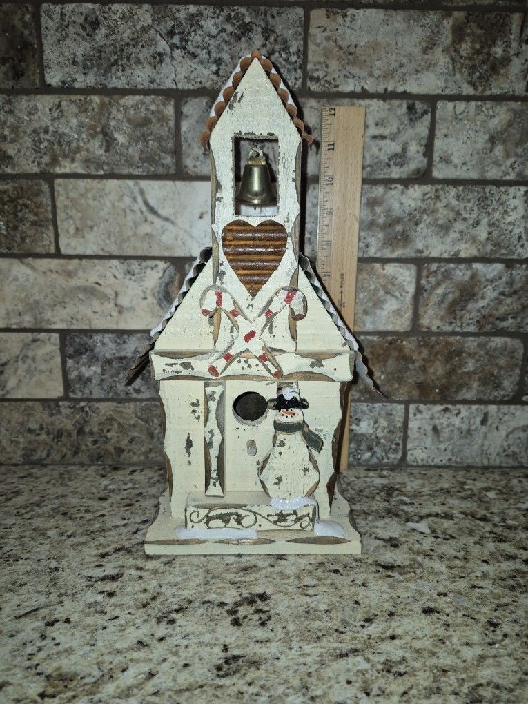 Distressed Wooden & Metal Decorative Church Style Birdhouse