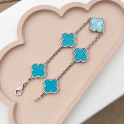 Turquoise Clover Bracelet 18k Gold Plated 