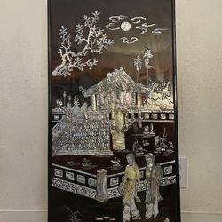 Mother Of Pearl Vietnamese Lacquer Painting Rounded Corners 