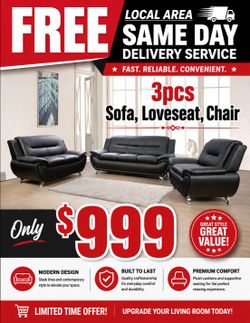 Free local delivery service all 3pcs sofa loveseat chair special