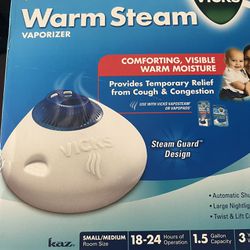 Vicks Warm Steam Vaporizer, Small to Medium Rooms, 1.5 Gallon Tank – Warm Mist Humidifier