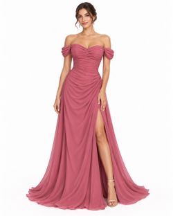 Off-Shoulder Ruched Chiffon Maxi Gown