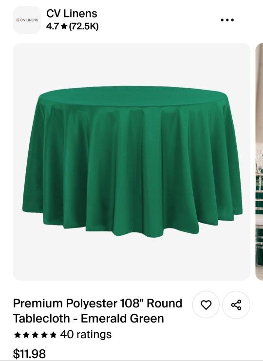 22 Emerald Green Round Tablecloth