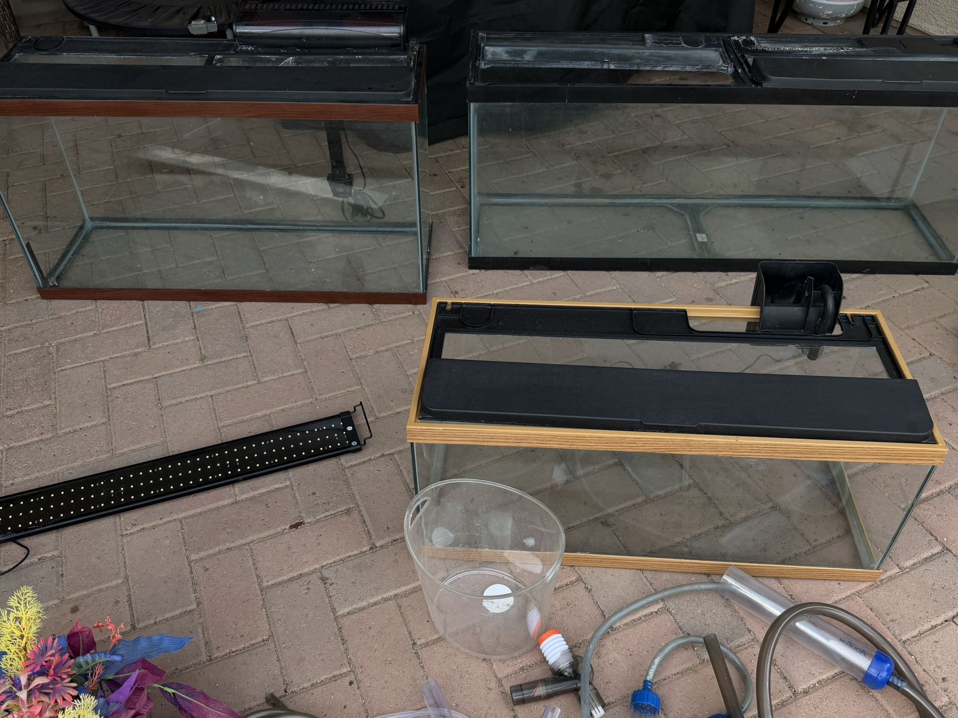 Complete Aquarium Setup – 3 Fish Tanks + Lights + Filters + Tons of Accessories