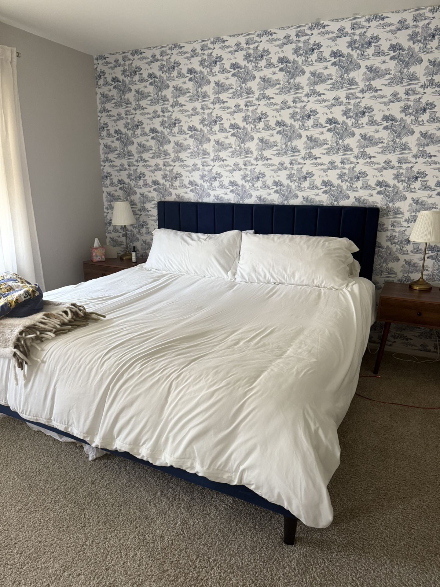 King Blue Velvet Bed frame
