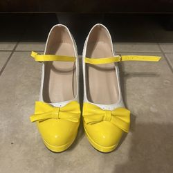 yellow Mary Jane heels