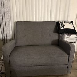 Calliope Buttoned Fabric Reclining Loveseat, Grey / Black