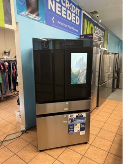 Samsung Bespoke 36 in. 29 cu. ft. Standard Depth 4-Door French Door Refrigerator in Charcoal Glass Top with Family Hub
